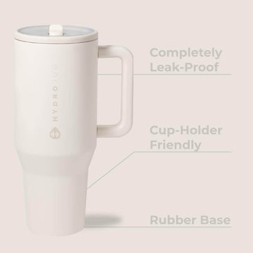 HydroJug 32 oz Traveler Tumbler, Water Bottle with Handle & Flip Straw, Leak Resistant Tumbler-Reusable Insulated Stainless Steel & Rubber Base, Fits in Cup Holder - Imported from UK
